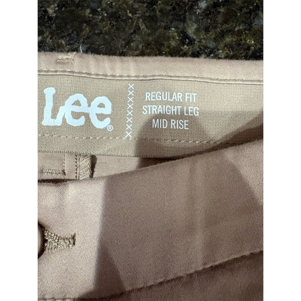 Lee Khaki Pants Womens Petite 12P Beige Mid Rise Straight Leg Stretch - Picture 9 of 9